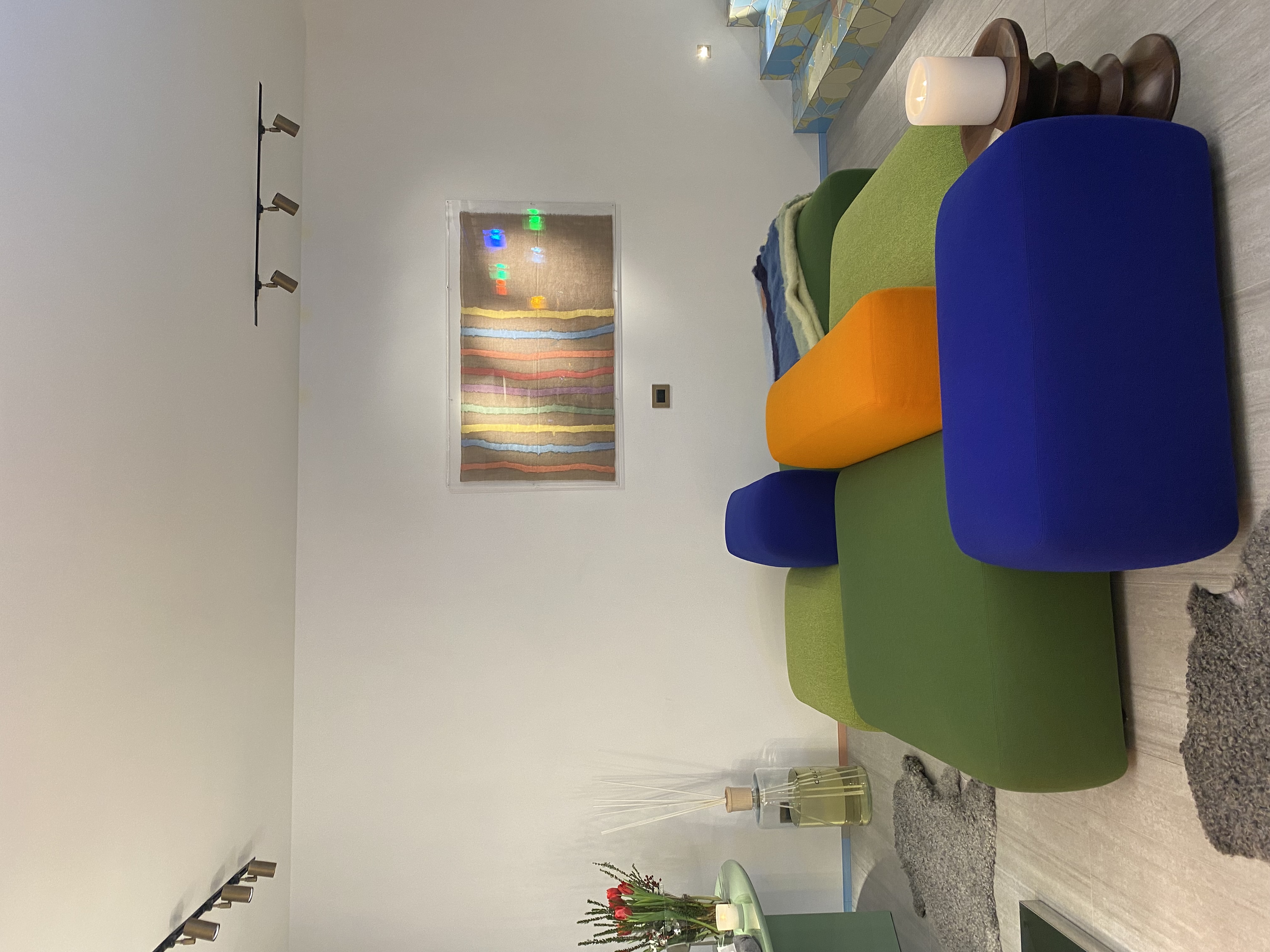 Tall arched Art Deco window with decorative metalwork — London