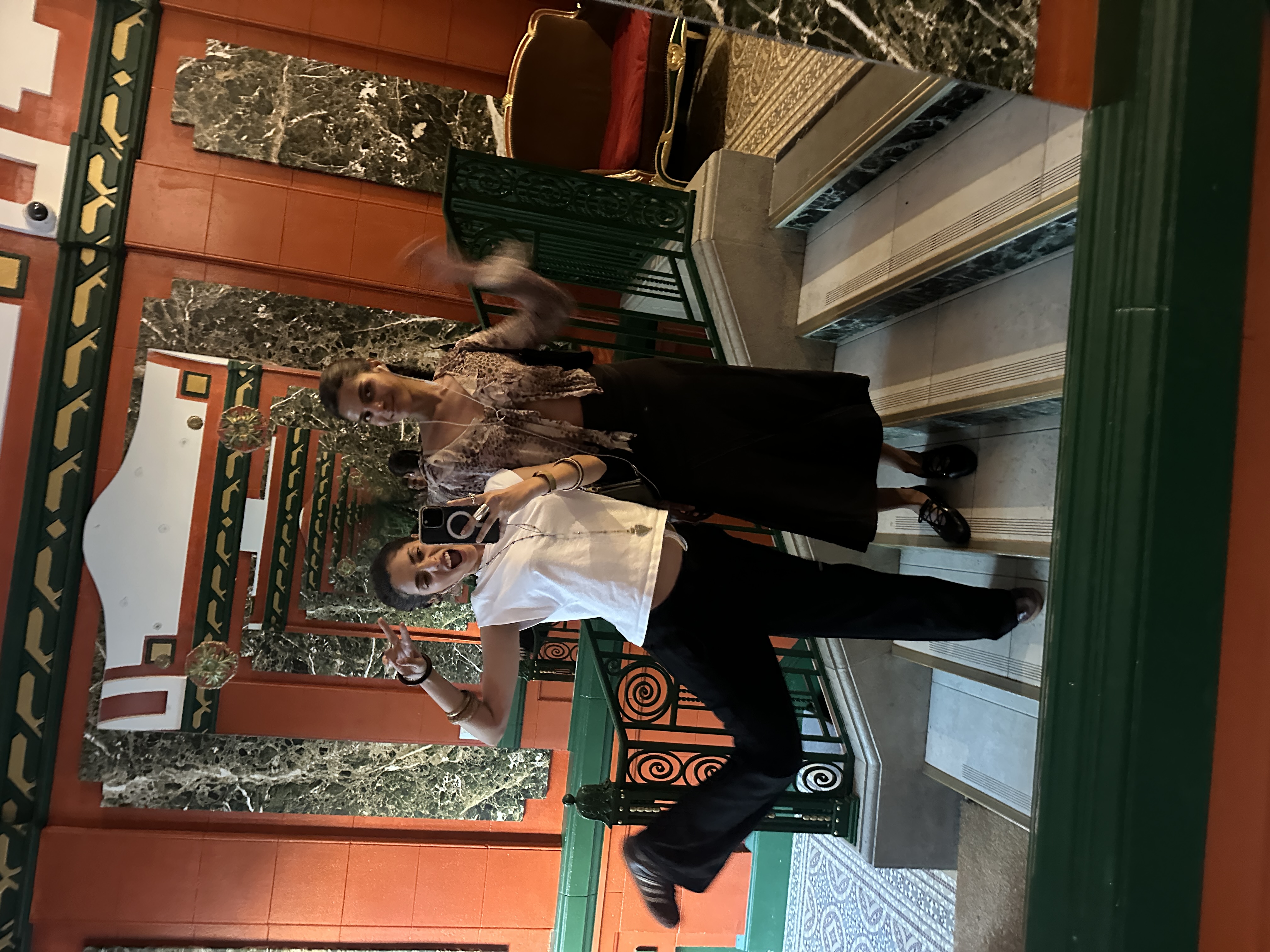 Tall arched Art Deco window with decorative metalwork — London